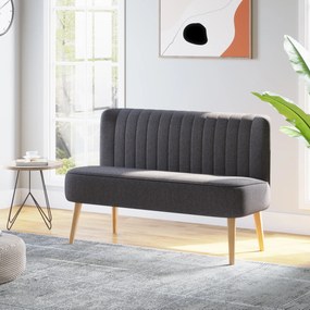 HOMCOM Canapea 2 Locuri din Material Textil fără Brațe cu Cusături, Canapea Compactă Modernă cu Picioare din Lemn de Cauciuc pentru Living, 117x56.5x77 cm, Gri Închis | Aosom Romania