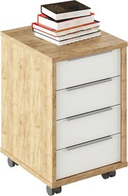 Dulap RIOMA TYP 14, stejar artisan/alb, DTD laminat, cu 4 sertare, 43x