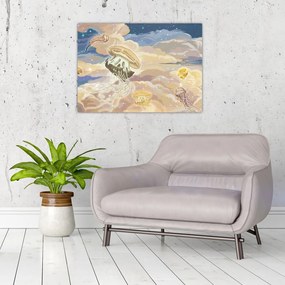 Tablou pe sticlă - Meduză Cerească (70x50 cm)