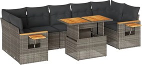 vidaXL Set canapele grădină cu perne 8 piese gri poliratan/lemn acacia