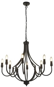Candelabru cu 8 brate design rustic Lodge negru