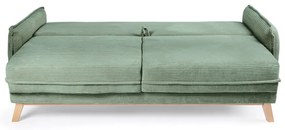 Canapea verde-deschis extensibilă cu tapițerie din catifea reiată 218 cm Tori – Bonami Selection