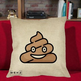Perna Decorativa Emoji Poop Funny, 40x40 cm, Crem, Husa Detasabila, Perna Inclusa, BEKZ®