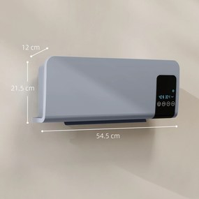 HOMCOM Ventilator Termic de Perete cu Temporizator 12h și 2 Moduri Gri | Aosom Romania