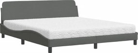 vidaXL Pat cu saltea, Dover, gri închis, 180x200 cm, textil