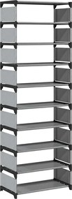 vidaXL Suport pantofi 10 niveluri gri 54x28x158 cm țesătură nețesă