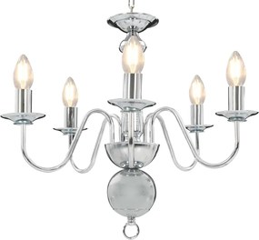 vidaXL Candelabru, argintiu, 5 becuri E14