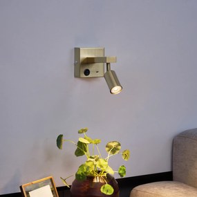 Plafonieră modernă de perete aurie cu USB-C înclinabilă - Rex