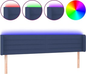 vidaXL Tăblie de pat cu LED, albastru, 203x16x78/88 cm, textil