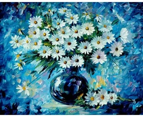 ・Juliane Marie・Blue flower・額装３４cm×２８cm・ Pictura pe numere cu un cadru 