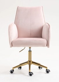 HR280K Scaun Roz din Catifea cu Bază Aurie
