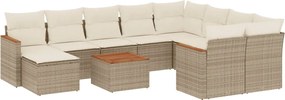 vidaXL Set canapele de grădină cu perne, 11 piese, bej, poliratan