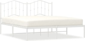 vidaXL Cadru de pat metalic cu tăblie, alb, 183x213 cm