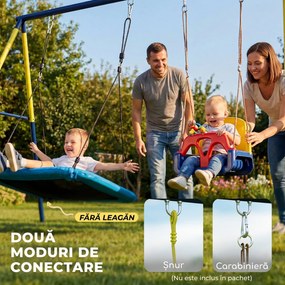 AIYAPLAY Cadru pentru Leagăn de Grădină pentru Copii, Structură din Oțel, Anti-UV, Impermeabil, Suportă 150 kg, cu 4 Cârlige pentru Leagăn Tip Cuib, Leagăn în U, Scară, 260x160x178 cm, Albastru | Aosom Romania