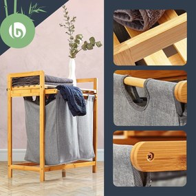 Blumfeldt Raft pentru rufe, 2 saci detașabili, bambus, bumbac solid