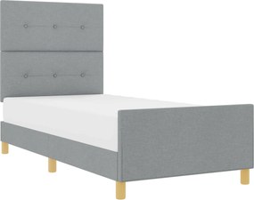vidaXL Cadru de pat cu headboard Gri deschis 90 x 200 cm țesătură