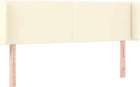 vidaXL Tăblie de pat cu aripioare crem 147x16x78/88 cm piele ecologică