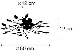 Plafoniera vintage neagră cu auriu 50 cm 3 lumini - Foglie