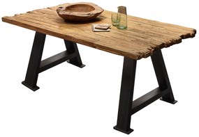 Masa dreptunghiulara cu blat din tec Tables&amp;Co 180x100 cm maro/negru