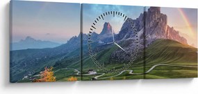 Tablou cu curcupeu deasupra stâncilor (cu ceas) (90x30 cm)