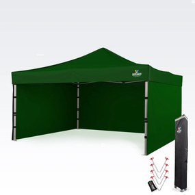 Cort promo din aluminiu 4x4 m ALU EXCLUSIVE – 3 pereți, HEX 45 mm - cu 3 pereți - Verde