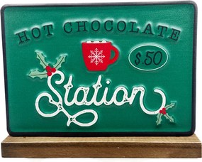 Decor de Craciun ,   Tablita , zHOT CHOCOLATE STATION,  , 25x19cm