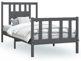 3188158 vidaXL Cadru de pat cu tăblie, gri, 100x200 cm, lemn masiv de pin