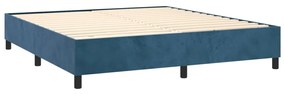 Pat box spring cu saltea, albastru inchis, 180x200 cm, catifea Albastru inchis, 180 x 200 cm, Benzi verticale