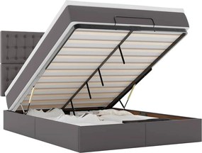vidaXL Cadru de pat otoman cu saltea gri 140x200cm piele artificială
