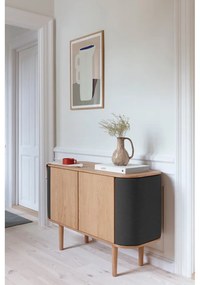 Comodă gri antracit/în culoare naturală joasă cu aspect de lemn de stejar 109x75 cm Treasures – UMAGE