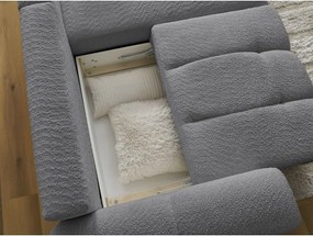 Colțar gri extensibil/cu spațiu de depozitare cu tapițerie din țesătură bouclé (cu colț pe partea dreaptă/cu șezlong) Roxelane – Bobochic Paris