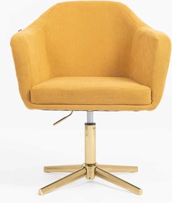 HR832CROSS Scaun Catifea Reiată Premium culoare Curry Galben cu Bază Aurie