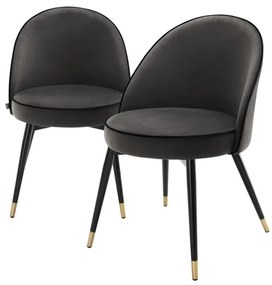 Set de 2 scaune elegante design LUX Cooper, catifea gri inchis 113125 HZ