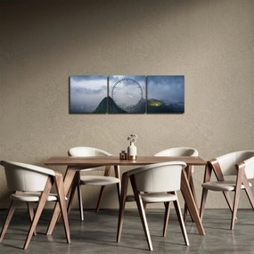 Tablou cu munți (cu ceas) (90x30 cm)