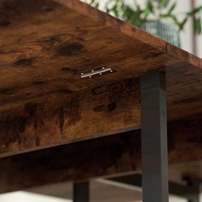 HOMCOM Masă de Dining Extensibilă în stil industrial, pentru până la 4 persoane, rafturi deschise, flexibilă, Metal, Placă de melamină, Maroniu | Aosom Romania
