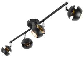 Spotlight modern cu 4 lumini negru cu interior auriu - Buell Deluxe