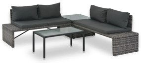 vidaXL Set mobilier de grădină cu perne, 3 piese, gri, poliratan