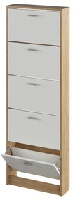 Dulap pantofi, 5 rafturi, stejar sonoma/ alb, MOBI 15