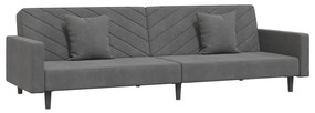 337629 vidaXL Canapea extensibilă cu 2 locuri, 2 perne, gri închis, catifea