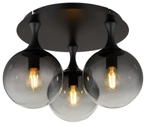 Plafoniera design modern DALTON 3L negru/fumuriu