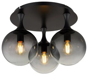 Plafoniera design modern DALTON 3L negru/fumuriu