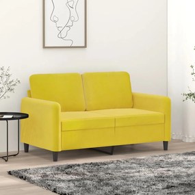 Canapea cu 2 locuri, galben, 120 cm, catifea