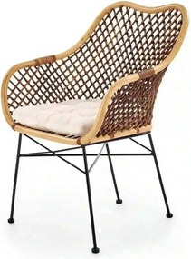 Scaun terasa K336, stejar/maro inchis, ratan natural/metal, 64X64X89 C