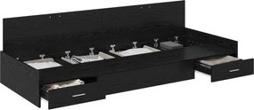 vidaXL Cadru de pat cu sertar Stejar Negru 75 x 190 cm Lemn compozit