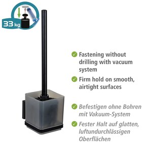 Perie de WC neagră autoadezivă din plastic Quadro – Wenko