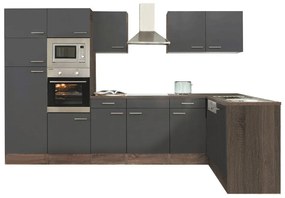 Mobilă de bucătărie de colț Yorki 340, corp din stejar Yorki, cu față antracit satinat