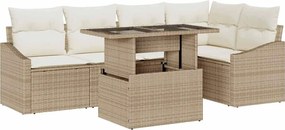 vidaXL Set de canapele pentru grădină cu pernă 6 pcs Bej și crem