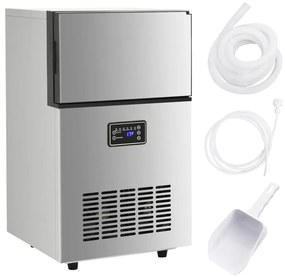 vidaXL Aparat de făcut cuburi de gheață, argintiu, 45 kg / 24 h