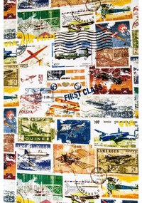 Draperie bumbac baieti timbre avioane Tahiti Newselloavion Caldera 280 cm