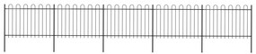 Gard de gradina cu varf curbat, negru, 8,5 x 1,2 m, otel 1, 1.2 m, 8.5 m